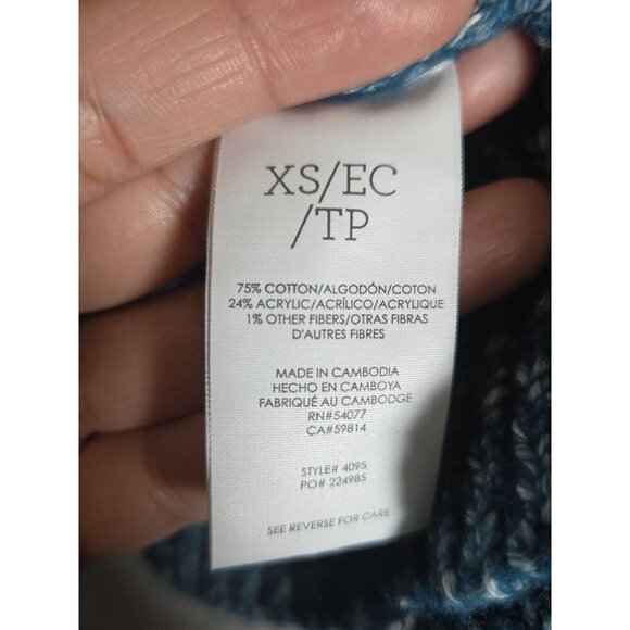 Cabi Blue Cable Knit Open Front Chunky Cardigan Sweater Size XS Cotton Blend - Picture 4 of 6